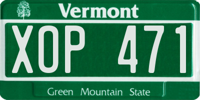 VT license plate XOP471