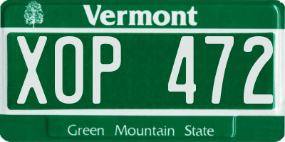 VT license plate XOP472