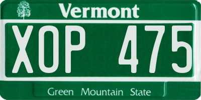 VT license plate XOP475