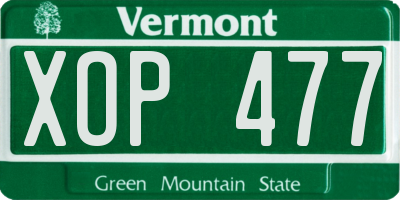 VT license plate XOP477