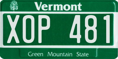VT license plate XOP481