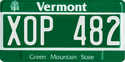 VT license plate XOP482