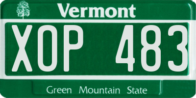 VT license plate XOP483