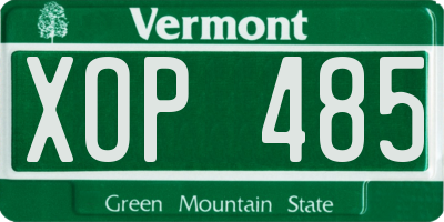 VT license plate XOP485