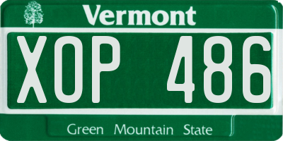 VT license plate XOP486