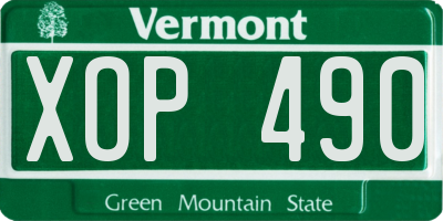 VT license plate XOP490