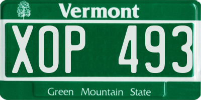 VT license plate XOP493