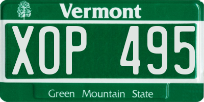 VT license plate XOP495