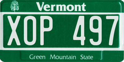 VT license plate XOP497