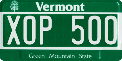 VT license plate XOP500