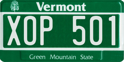 VT license plate XOP501