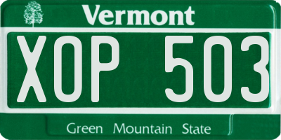 VT license plate XOP503