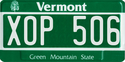 VT license plate XOP506
