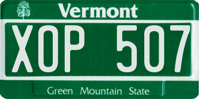 VT license plate XOP507