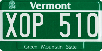 VT license plate XOP510