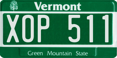 VT license plate XOP511