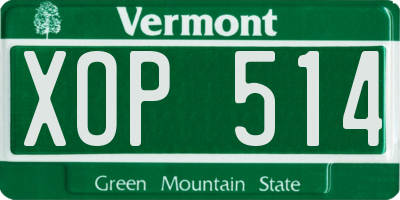 VT license plate XOP514