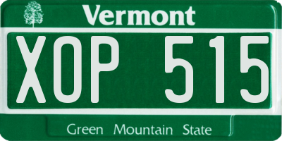 VT license plate XOP515