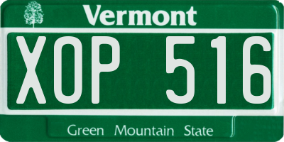 VT license plate XOP516