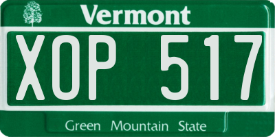 VT license plate XOP517
