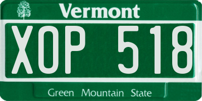 VT license plate XOP518