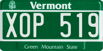 VT license plate XOP519