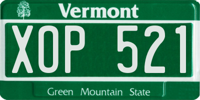 VT license plate XOP521