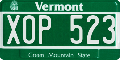 VT license plate XOP523
