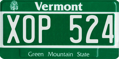 VT license plate XOP524