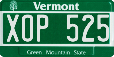 VT license plate XOP525