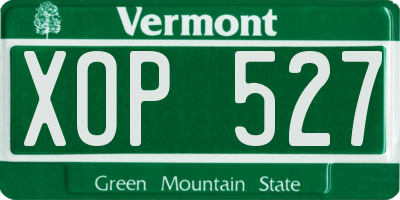 VT license plate XOP527