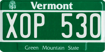 VT license plate XOP530