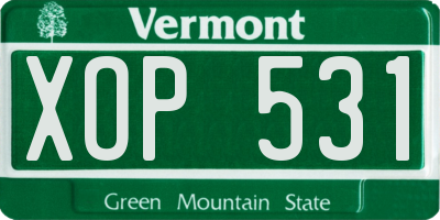 VT license plate XOP531