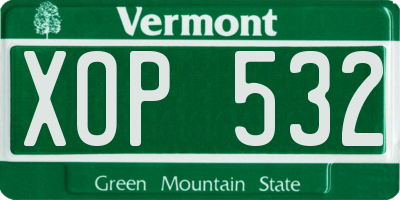 VT license plate XOP532
