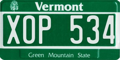 VT license plate XOP534