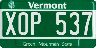 VT license plate XOP537