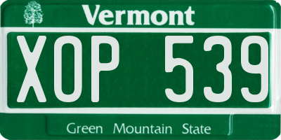 VT license plate XOP539