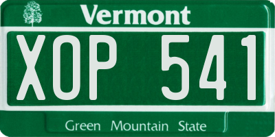 VT license plate XOP541