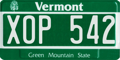 VT license plate XOP542