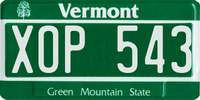 VT license plate XOP543