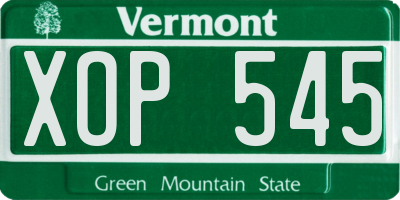 VT license plate XOP545