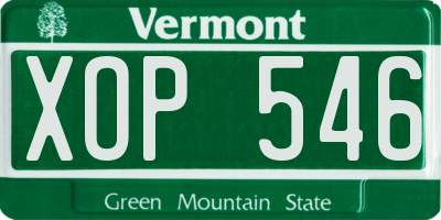 VT license plate XOP546