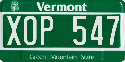 VT license plate XOP547