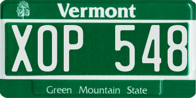 VT license plate XOP548