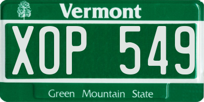 VT license plate XOP549
