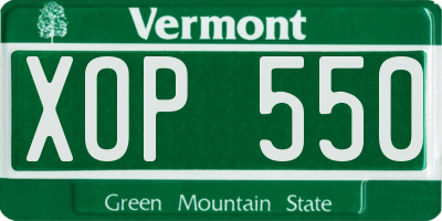 VT license plate XOP550