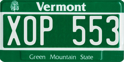 VT license plate XOP553