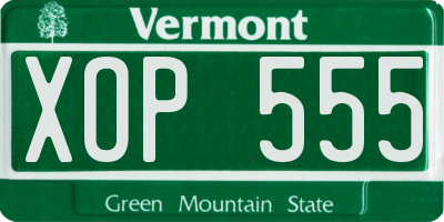 VT license plate XOP555