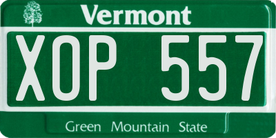 VT license plate XOP557
