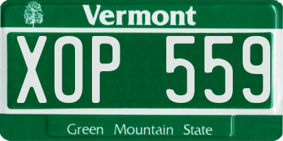 VT license plate XOP559